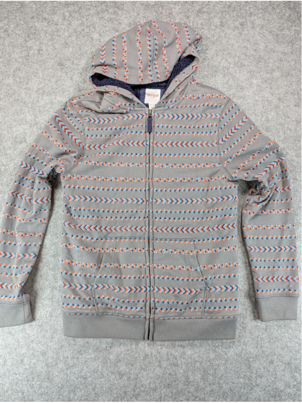 Cat & Jack Boys Girls Size 12-14(L) Zip-Up Gray Warm Fleece Lined Hoodie Jacket